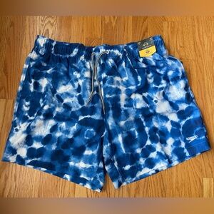 NWT! Speedo Blue Tie-Dye Men's Swim Trunks